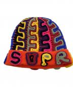 SUPREMEシュプリーム）の古着「Yarn Applique Beanie Khaki/Supremeニット帽」｜オレンジ