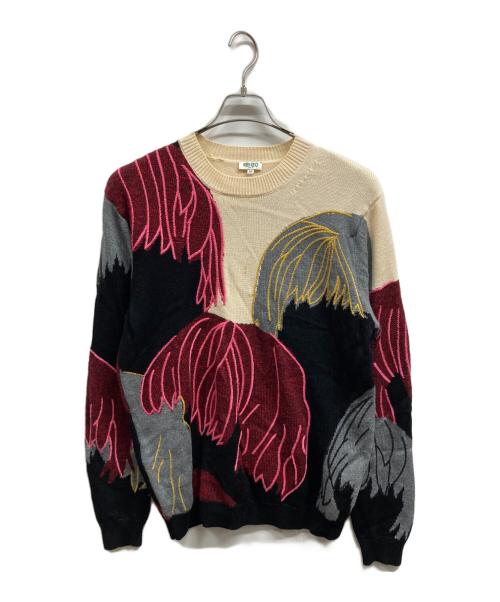 KENZO（ケンゾー）KENZO (ケンゾー) クルーネックニット ブラック×ベージュ サイズ:Mの古着・服飾アイテム