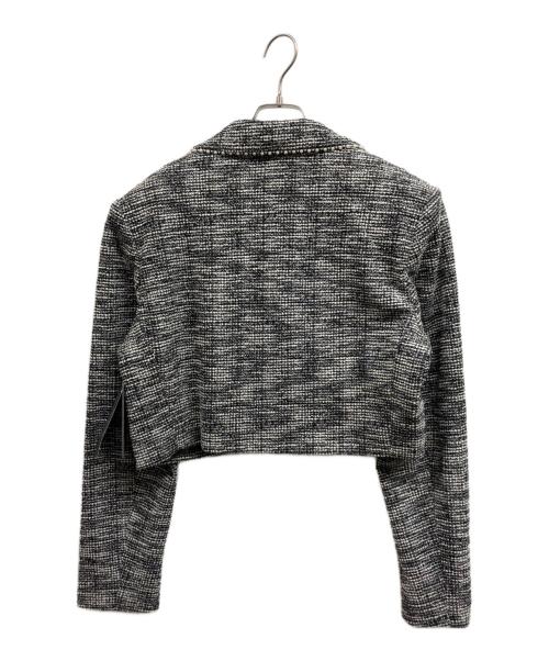 Karl Lagerfeld（カール ラガーフェルド）KARL LAGERFELD (カール ラガーフェルド) CROPPED METALLIC TWEED CO-ORD JACKET グレー サイズ:12の古着・服飾アイテム