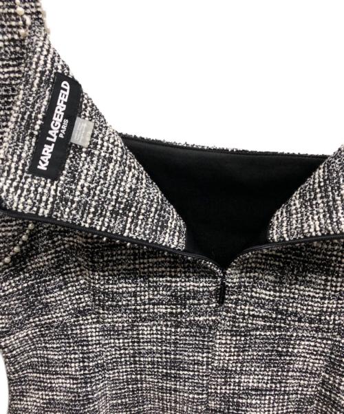 Karl Lagerfeld（カール ラガーフェルド）KARL LAGERFELD (カール ラガーフェルド) Metallic Tweed Mini Co Ord Dress グレー サイズ:12の古着・服飾アイテム