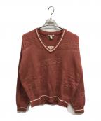 GUESSゲス）の古着「ラインストーンVネックニット/GUESS/ニット」｜ブラウン