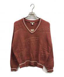 GUESS（ゲス）の古着「ラインストーンVネックニット/GUESS/ニット」｜ブラウン