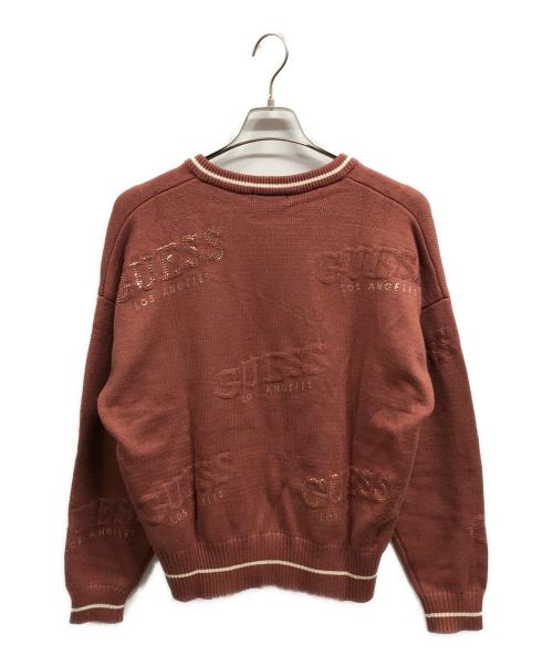 GUESS（ゲス）GUESS (ゲス) ラインストーンVネックニット/GUESS/ニット ブラウン サイズ:XXLの古着・服飾アイテム