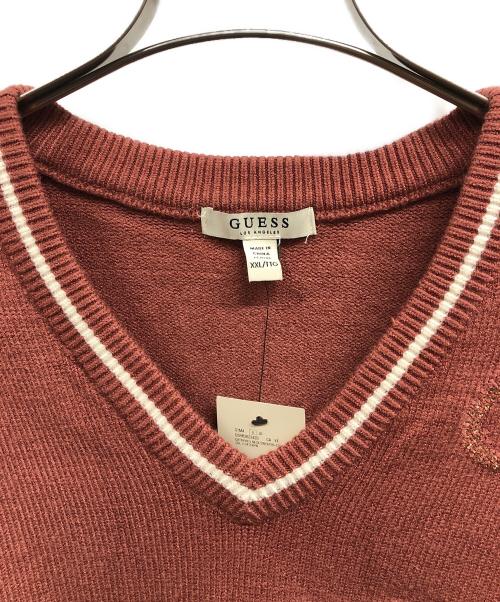 GUESS（ゲス）GUESS (ゲス) ラインストーンVネックニット/GUESS/ニット ブラウン サイズ:XXLの古着・服飾アイテム