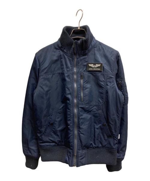ALPHA（アルファ）ALPHA (アルファ) HOODED RIB JACKET ネイビー サイズ:Mの古着・服飾アイテム