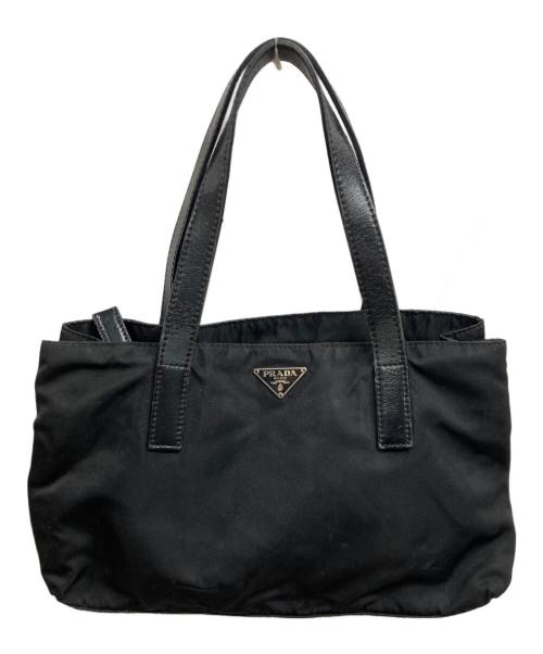 PRADA（プラダ）PRADA (プラダ) ３角プレートハンドバッグ ブラックの古着・服飾アイテム