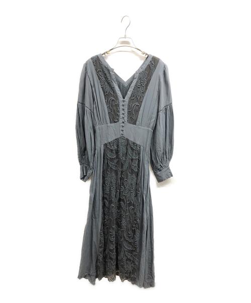 Ameri（アメリ）AMERI (アメリ) MEDI EMBROIDERY TULLE LACE DRESS ブルー サイズ:Sの古着・服飾アイテム