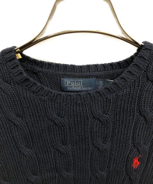 POLO RALPH LAUREN（ポロ・ラルフローレン）POLO RALPH LAUREN (ポロ・ラルフローレン) ポニー刺繍ケーブルニット/POLO RALPH LAURENニット ネイビー サイズ:XSの古着・服飾アイテム