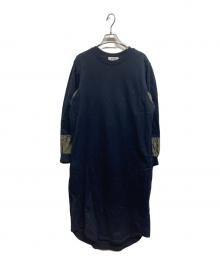 ZUCCA（ズッカ）の古着「異素材MIX切替ワンピース」｜ブラック×カーキ