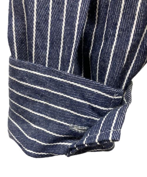 HB Protective Wear（エイチビー・プロテクティブ・ウェア）HB Protective Wear (エイチビー・プロテクティブ・ウェア) ストライプシャツ ホワイト×ネイビー サイズ:47-48の古着・服飾アイテム