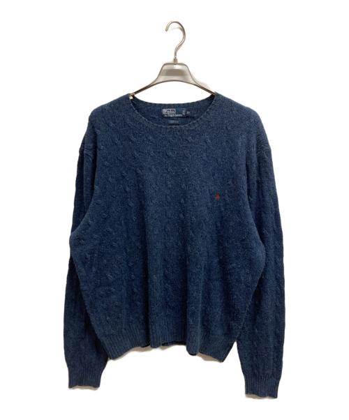 POLO RALPH LAUREN（ポロ・ラルフローレン）POLO RALPH LAUREN (ポロ・ラルフローレン) シルクケーブルニット/POLO RALPH LAUREN ネイビー サイズ:XLの古着・服飾アイテム
