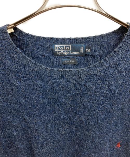 POLO RALPH LAUREN（ポロ・ラルフローレン）POLO RALPH LAUREN (ポロ・ラルフローレン) シルクケーブルニット/POLO RALPH LAUREN ネイビー サイズ:XLの古着・服飾アイテム