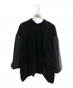 COMME des GARCONS COMME des GARCONSコムデギャルソン コムデギャルソン）の古着「ベロア長袖ブラウス/COMME des GARCONS COMME des GARCONS」｜ブラック