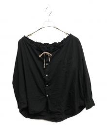 COMME des GARCONS COMME des GARCONS（コムデギャルソン コムデギャルソン）の古着「縮絨ドローストリング・ギャザー長袖ブラウス/COMME des GARCONS COMME des GARCONS」｜ブラック