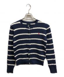 POLO RALPH LAUREN（ポロ・ラルフローレン）の古着「ケーブルボーダーカーディガン」｜ネイビー