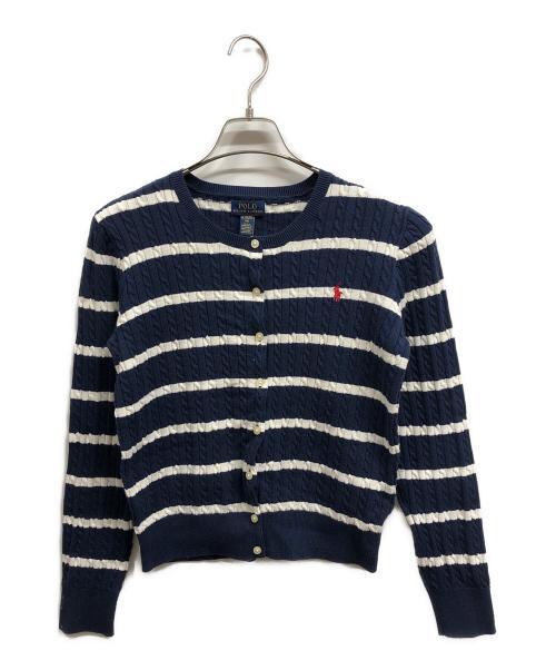 POLO RALPH LAUREN（ポロ・ラルフローレン）POLO RALPH LAUREN (ポロ・ラルフローレン) ケーブルボーダーカーディガン ネイビー サイズ:XLの古着・服飾アイテム