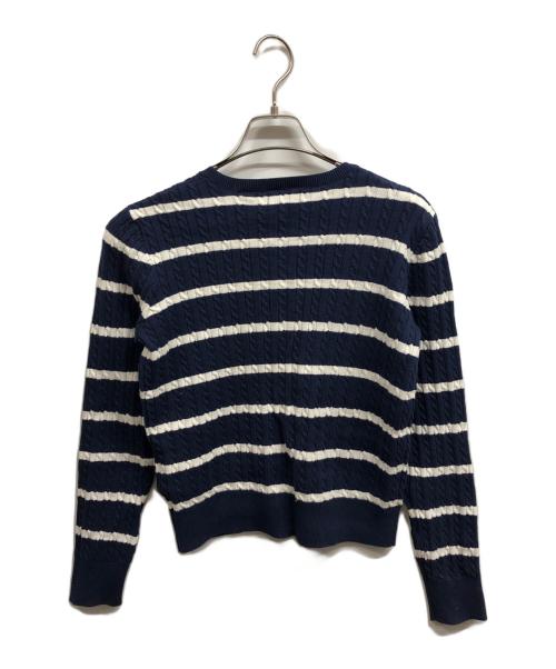 POLO RALPH LAUREN（ポロ・ラルフローレン）POLO RALPH LAUREN (ポロ・ラルフローレン) ケーブルボーダーカーディガン ネイビー サイズ:XLの古着・服飾アイテム