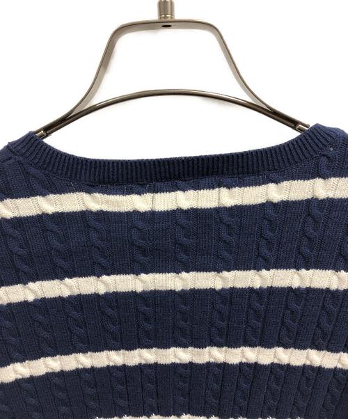 POLO RALPH LAUREN（ポロ・ラルフローレン）POLO RALPH LAUREN (ポロ・ラルフローレン) ケーブルボーダーカーディガン ネイビー サイズ:XLの古着・服飾アイテム