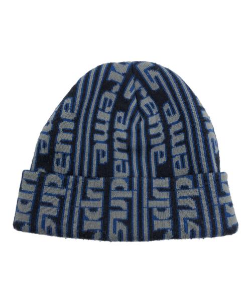 SUPREME（シュプリーム）Supreme (シュプリーム) Vertical Logo Beanie/Supreme ブラック×ブルーの古着・服飾アイテム