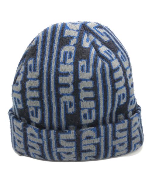 SUPREME（シュプリーム）Supreme (シュプリーム) Vertical Logo Beanie/Supreme ブラック×ブルーの古着・服飾アイテム