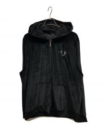 TRUE RELIGION（トゥルー レリジョン）の古着「ベロアジップパーカー」｜ブラック