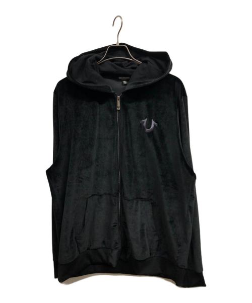 TRUE RELIGION（トゥルー レリジョン）TRUE RELIGION (トゥルー レリジョン) ベロアジップパーカー ブラック サイズ:2XLの古着・服飾アイテム