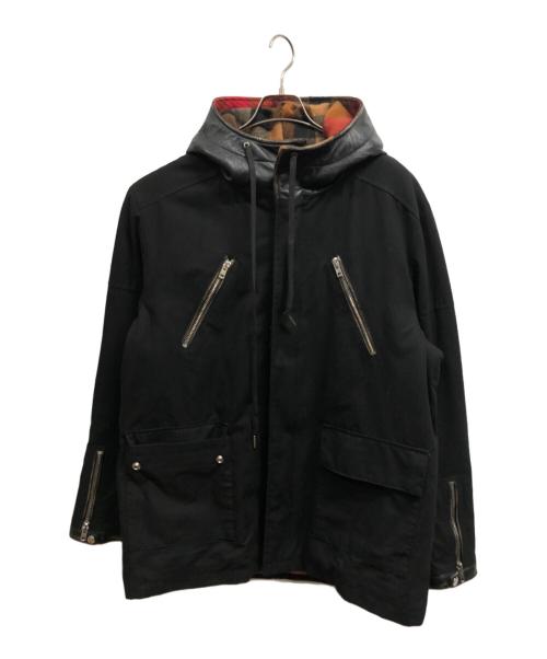BULLY（ブリー）BULLY (ブリー) レザー切替ウールコート ブラック サイズ:54の古着・服飾アイテム