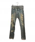 DIOR HOMMEディオール オム）の古着「クラッシュ&リペア加工 デニムパンツ/crash denim」｜インディゴ