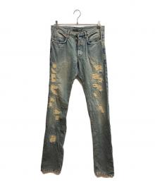DIOR HOMME（ディオール オム）の古着「クラッシュ&リペア加工 デニムパンツ/crash denim」｜インディゴ