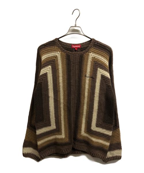 SUPREME（シュプリーム）SUPREME (シュプリーム) Hand Crocheted Sweater ブラウン サイズ:Lの古着・服飾アイテム