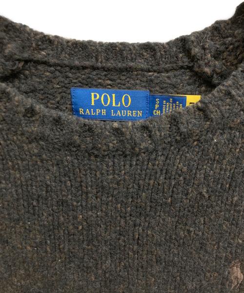 POLO RALPH LAUREN（ポロ・ラルフローレン）POLO RALPH LAUREN (ポロ・ラルフローレン) クルーネックニット ブラウン サイズ:Sの古着・服飾アイテム