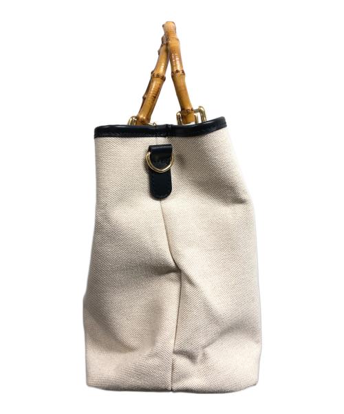 VIOLAd'ORO（ヴィオラドーロ）VIOLAd'ORO (ヴィオラドーロ) バンブーハンドルバッグ/VIOLAd'ORO ホワイト×ブラックの古着・服飾アイテム