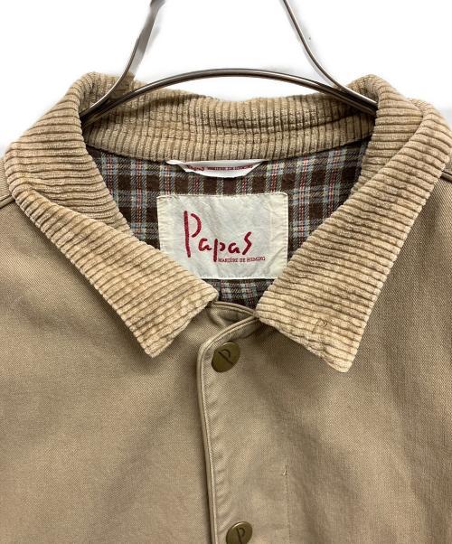 PAPAS（パパス）PAPAS (パパス) 襟コーデュロイカバーオール/PAPAS ベージュ サイズ:Mの古着・服飾アイテム