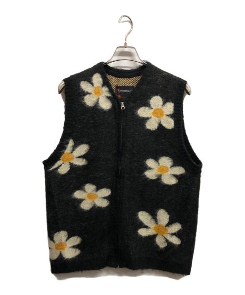 TOWN CRAFT（タウンクラフト）TOWN CRAFT (タウンクラフト) SHAGGY PATTERN ZIP VEST ブラック サイズ:38-40の古着・服飾アイテム