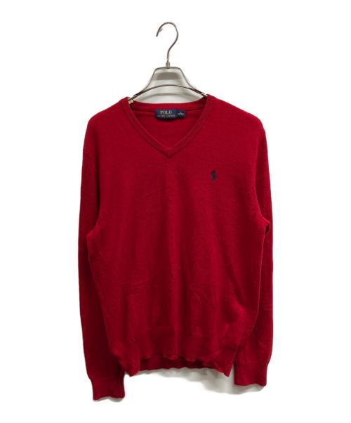 POLO RALPH LAUREN（ポロ・ラルフローレン）POLO RALPH LAUREN (ポロ・ラルフローレン) Vネックニット/POLO RALPH LAUREN レッド サイズ:Mの古着・服飾アイテム