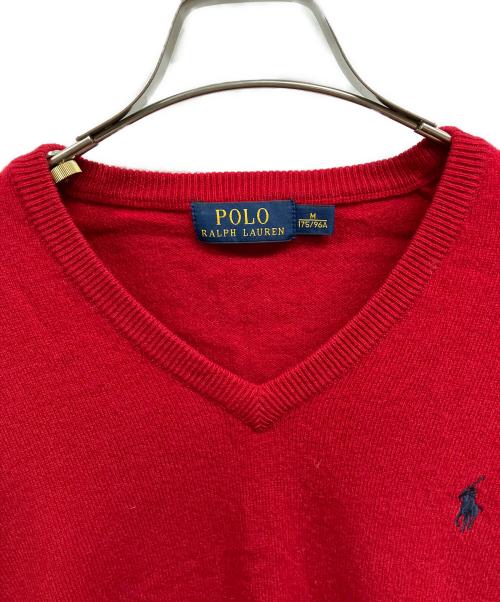 POLO RALPH LAUREN（ポロ・ラルフローレン）POLO RALPH LAUREN (ポロ・ラルフローレン) Vネックニット/POLO RALPH LAUREN レッド サイズ:Mの古着・服飾アイテム