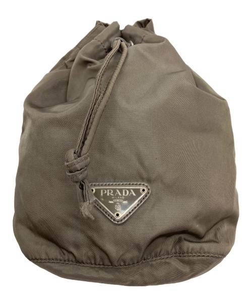 PRADA（プラダ）PRADA (プラダ) 巾着ポーチ グレージュの古着・服飾アイテム