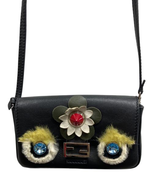 FENDI（フェンディ）FENDI (フェンディ) モンスターマイクロバケット バッグ ナッパレザー ブラックの古着・服飾アイテム