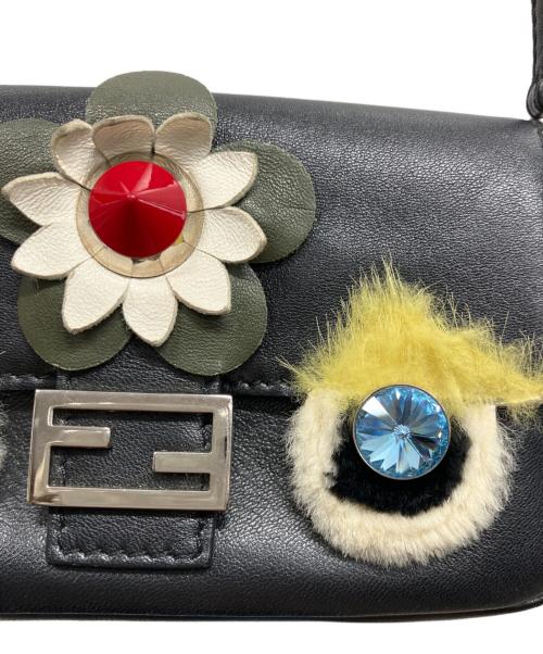 FENDI（フェンディ）FENDI (フェンディ) モンスターマイクロバケット バッグ ナッパレザー ブラックの古着・服飾アイテム
