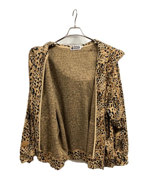 A BATHING APE（アベイシングエイプ）A BATHING APE (アベイシングエイプ) WILD LEOPARD PATTERN SHARK RELAXED FIT FULL ZIP HOODIE ブラウン サイズ:Lの古着・服飾アイテム