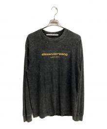 ALEXANDER WANG（アレキサンダー・ワン）の古着「ピグメント加工 ロゴ刺繍 長袖 Tシャツ ｖ/ALEXANDER WANG」｜グレー