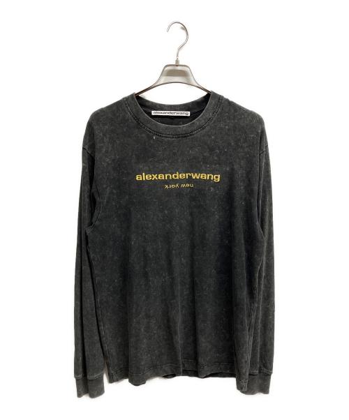 ALEXANDER WANG（アレキサンダー・ワン）ALEXANDER WANG (アレキサンダー・ワン) ピグメント加工 ロゴ刺繍 長袖 Tシャツ ｖ/ALEXANDER WANG グレー サイズ:Mの古着・服飾アイテム