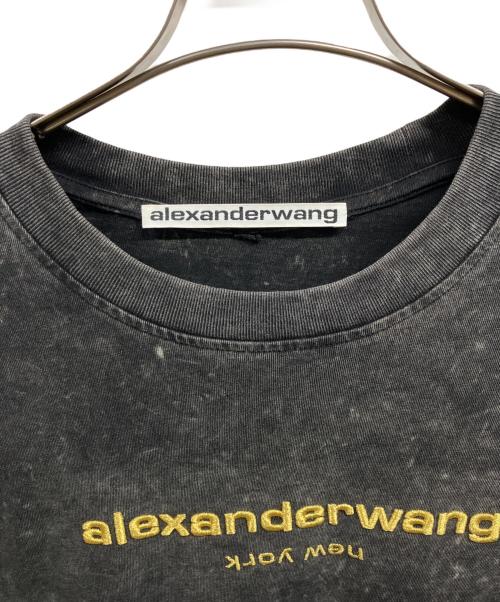 ALEXANDER WANG（アレキサンダー・ワン）ALEXANDER WANG (アレキサンダー・ワン) ピグメント加工 ロゴ刺繍 長袖 Tシャツ ｖ/ALEXANDER WANG グレー サイズ:Mの古着・服飾アイテム