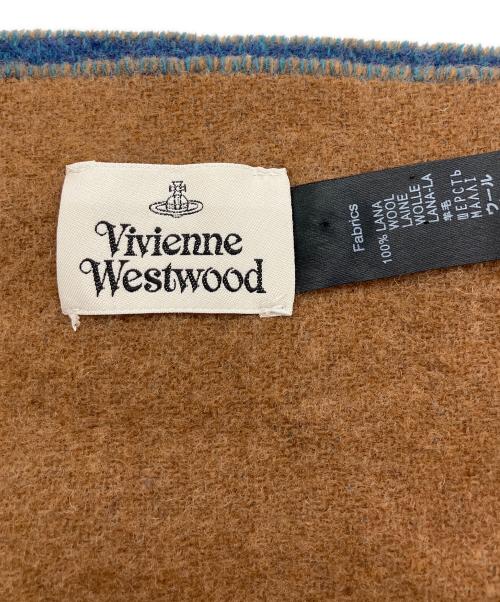 Vivienne Westwood（ヴィヴィアンウエストウッド）Vivienne Westwood (ヴィヴィアンウエストウッド) オーブデザインラムウールマフラー/Vivienne Westwood ブラウン×ブルー サイズ:FREEの古着・服飾アイテム