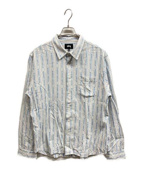 stussy（ステューシー）stussy (ステューシー) Jacquard Logo Stripe／stussy ホワイト×ブルー サイズ:Mの古着・服飾アイテム