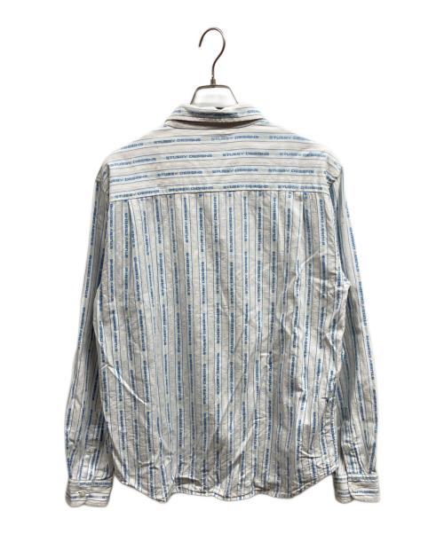 stussy（ステューシー）stussy (ステューシー) Jacquard Logo Stripe／stussy ホワイト×ブルー サイズ:Mの古着・服飾アイテム