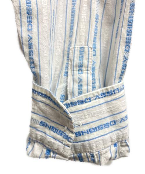 stussy（ステューシー）stussy (ステューシー) Jacquard Logo Stripe／stussy ホワイト×ブルー サイズ:Mの古着・服飾アイテム