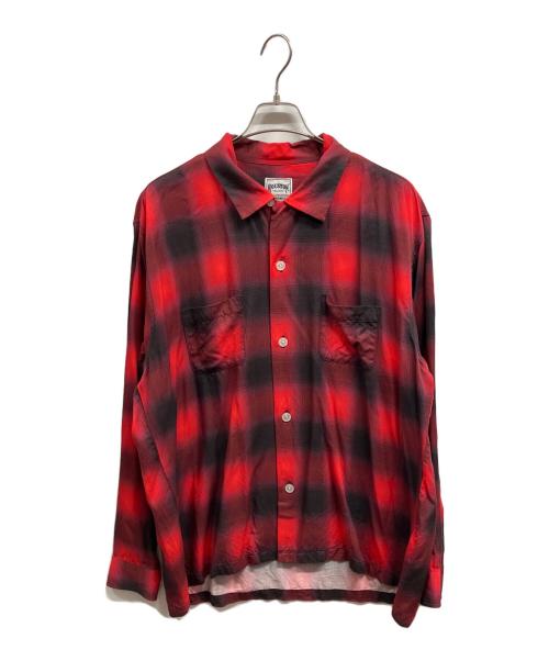 HOUSTON（ヒューストン）HOUSTON (ヒューストン) OMBRE CHECK L/S SHI/HOUSTON レッド サイズ:XLの古着・服飾アイテム