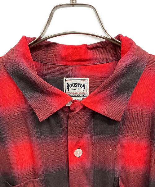 HOUSTON（ヒューストン）HOUSTON (ヒューストン) OMBRE CHECK L/S SHI/HOUSTON レッド サイズ:XLの古着・服飾アイテム