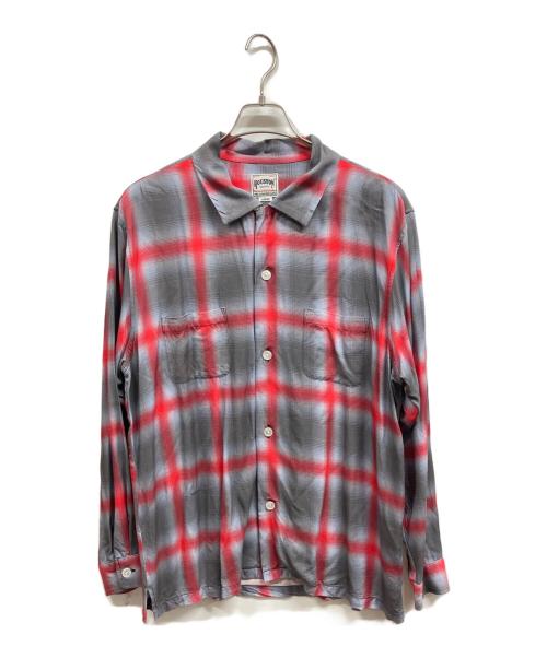 HOUSTON（ヒューストン）HOUSTON (ヒューストン) OMBRE CHECK L/S SHI/HOUSTON グレー×レッド サイズ:XLの古着・服飾アイテム
